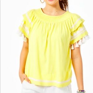 Lilly Pulitzer nailah top Lilly’s lemon yellow